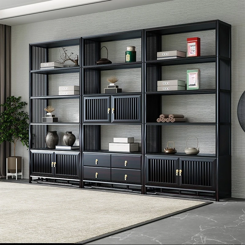 New Chinese Bogu shelf Multifunctional shelf Solid wood partition storage combination bookcase