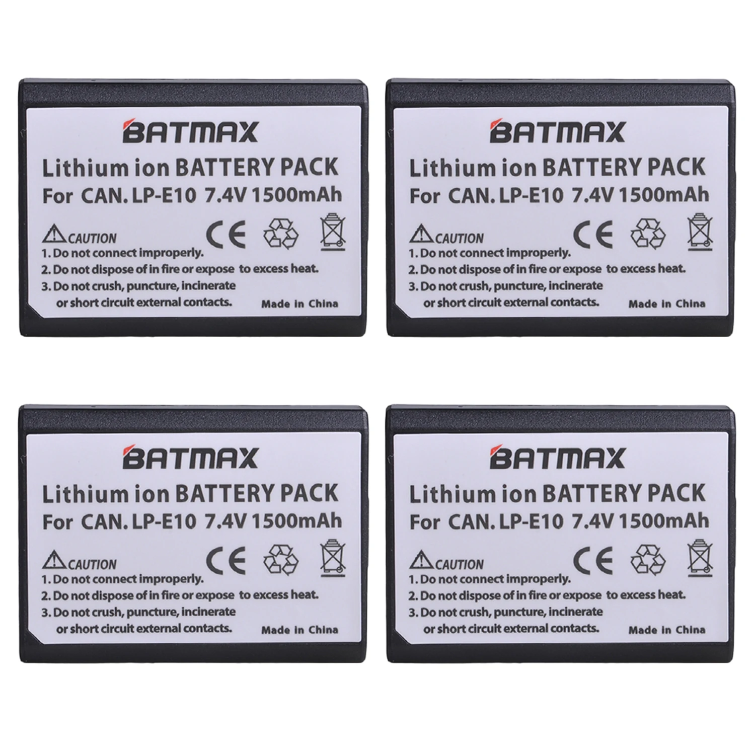 Batmax 1500mAh LP-E10 LPE10 + Charger with Type C Port for Canon EOS Rebel T3 T6 T7 T100 Kiss X50 X80 X90 1500D 3000D 4000D Came