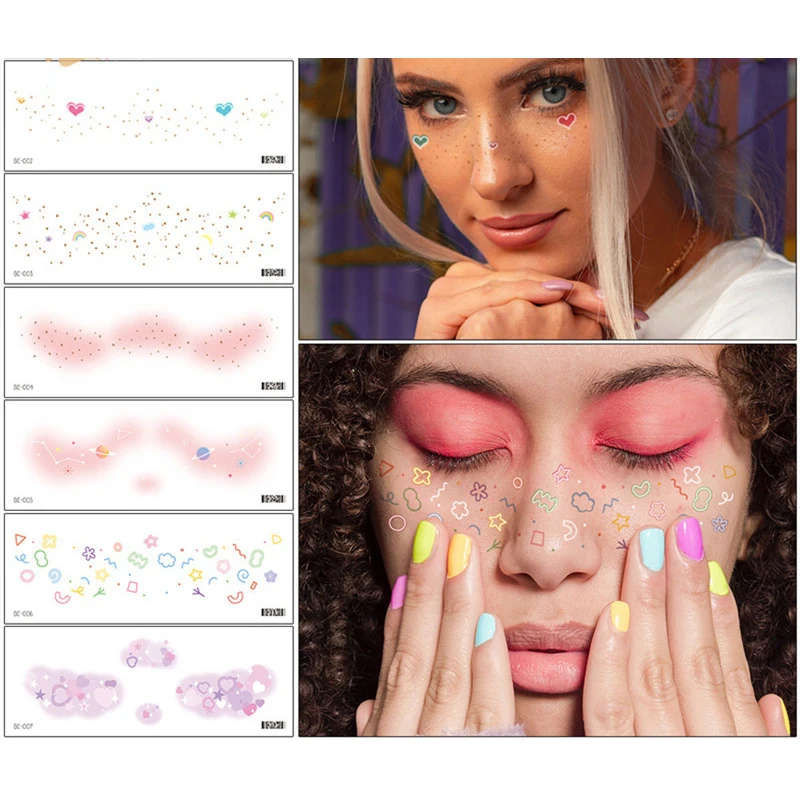 Face Paint Stickers Creative Lasting Bright Colors Easy To Apply And Remove Waterproof And Sweatproof Waterproof Makeup Unique