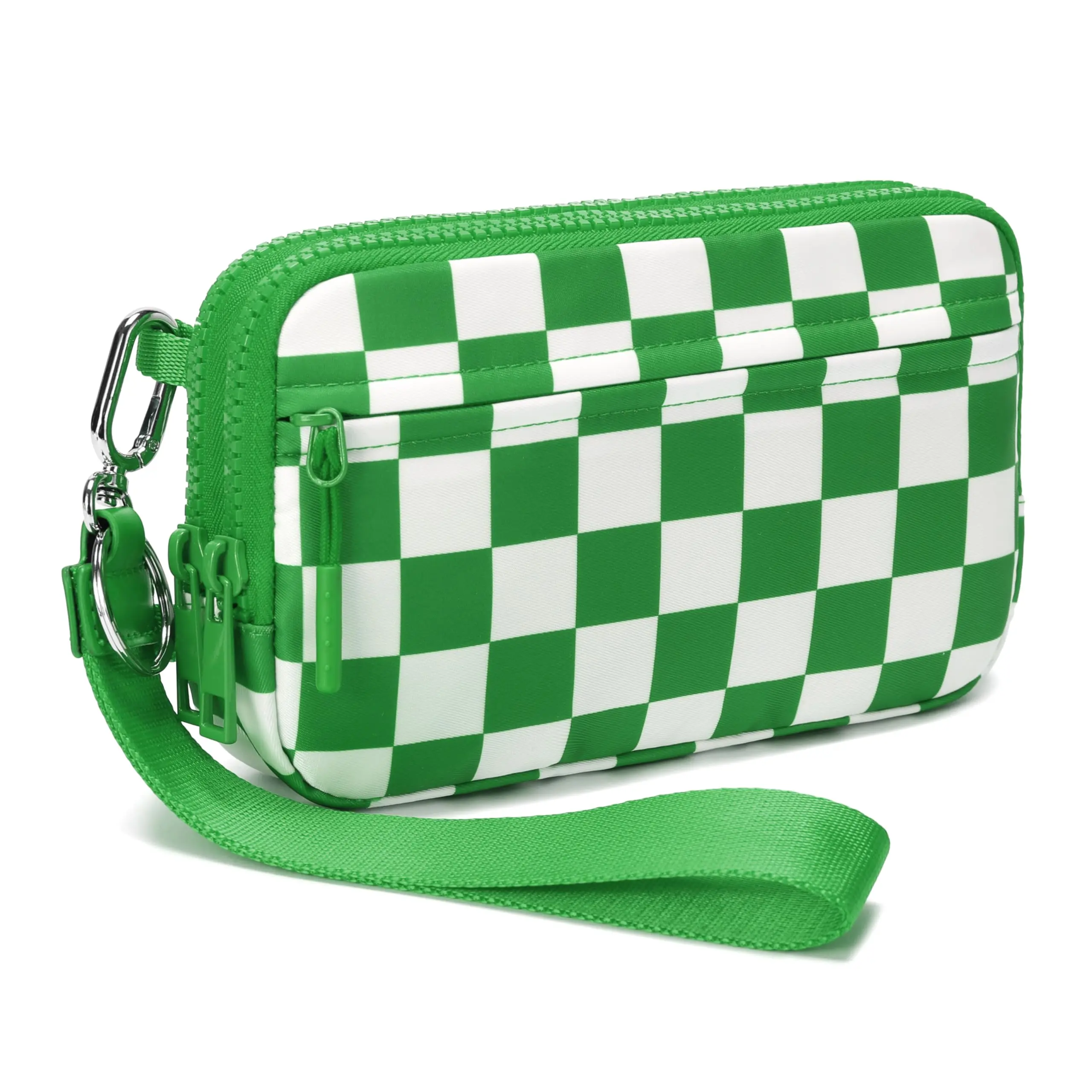 Checkered quilted nylon with credit card slots, cell phone organizer, and coin purse for travel and everyday carry