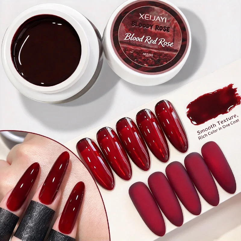 Blood Rose Sheer Gel Polish 25g Jar Large Capacity UV Gel Nail Polish Vampy Oxblood Fall Winter Bold Queen Vibe Long Lasting