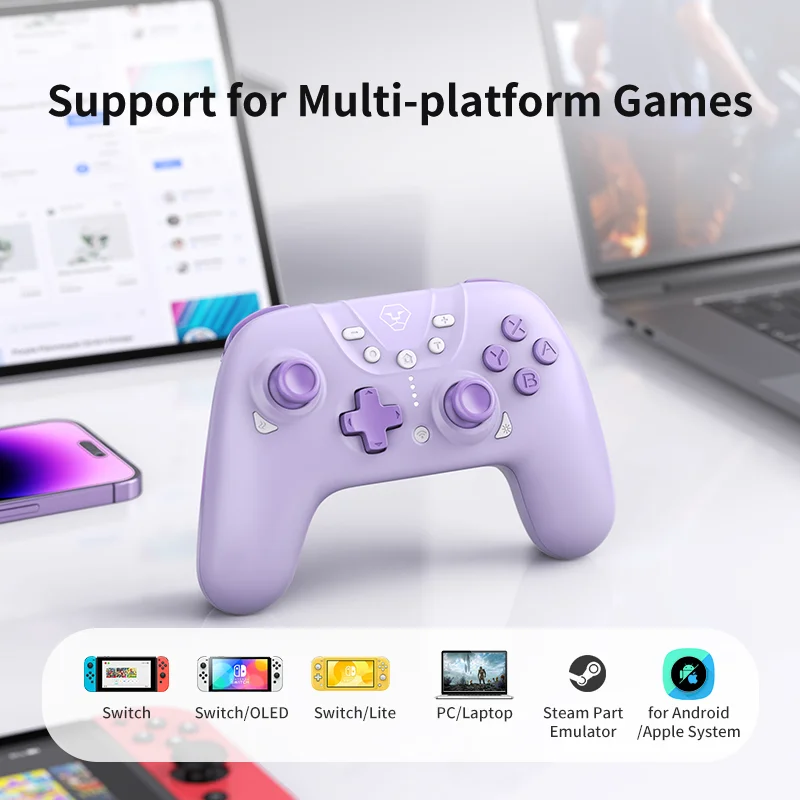 Pro Wireless Bluetooth Gamepad for Nintendo Switch Android iPhone PC with 6-axis Gyro, Turbo Button, Vibration Motors