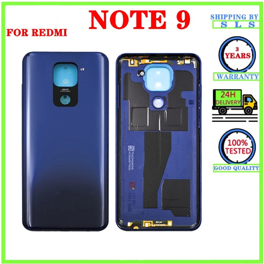 LCD Front Middle Frame Holder For Xiaomi Redmi Note 9 Battery Cover Back Glass Rear Door Housing Case Panel With Adhesive Sticke