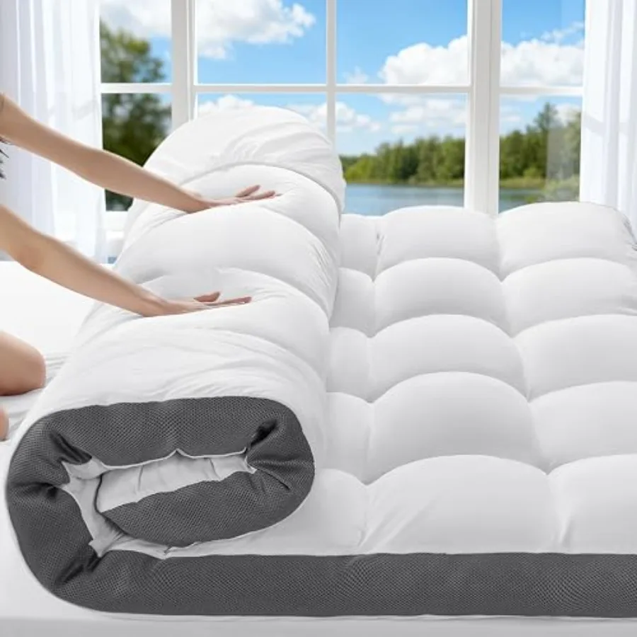

4 Inch Memory Foam Mattress Topper for bedroom use, shredded memory foam material, white color, cooling and extra thick 2000 GS