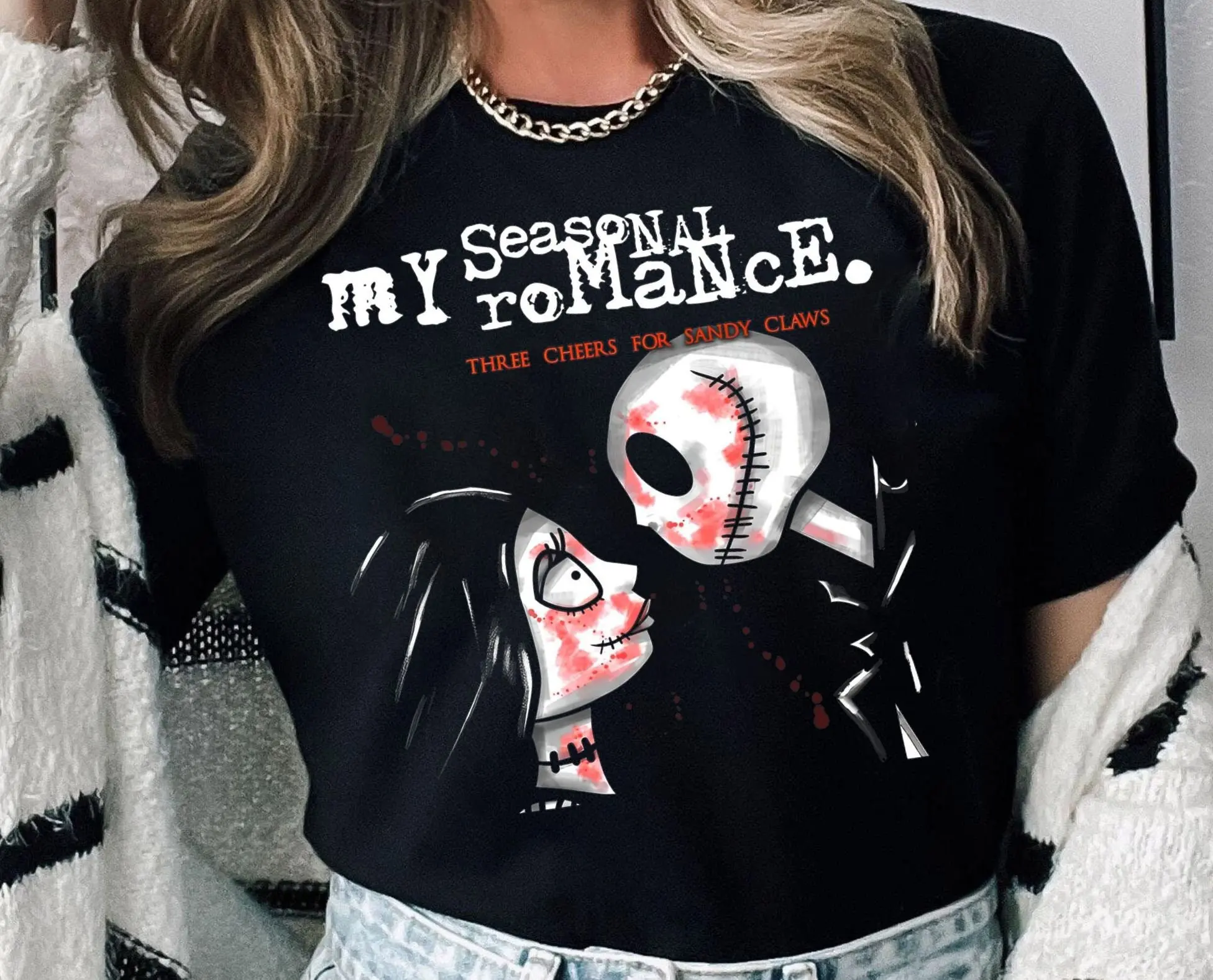 

Рубашка Джека и Салли для влюбленных | Футболка Disney «Кошмар перед Рождеством» Oogie Boogie Bash | Футболка Disneyland для Хэллоуина