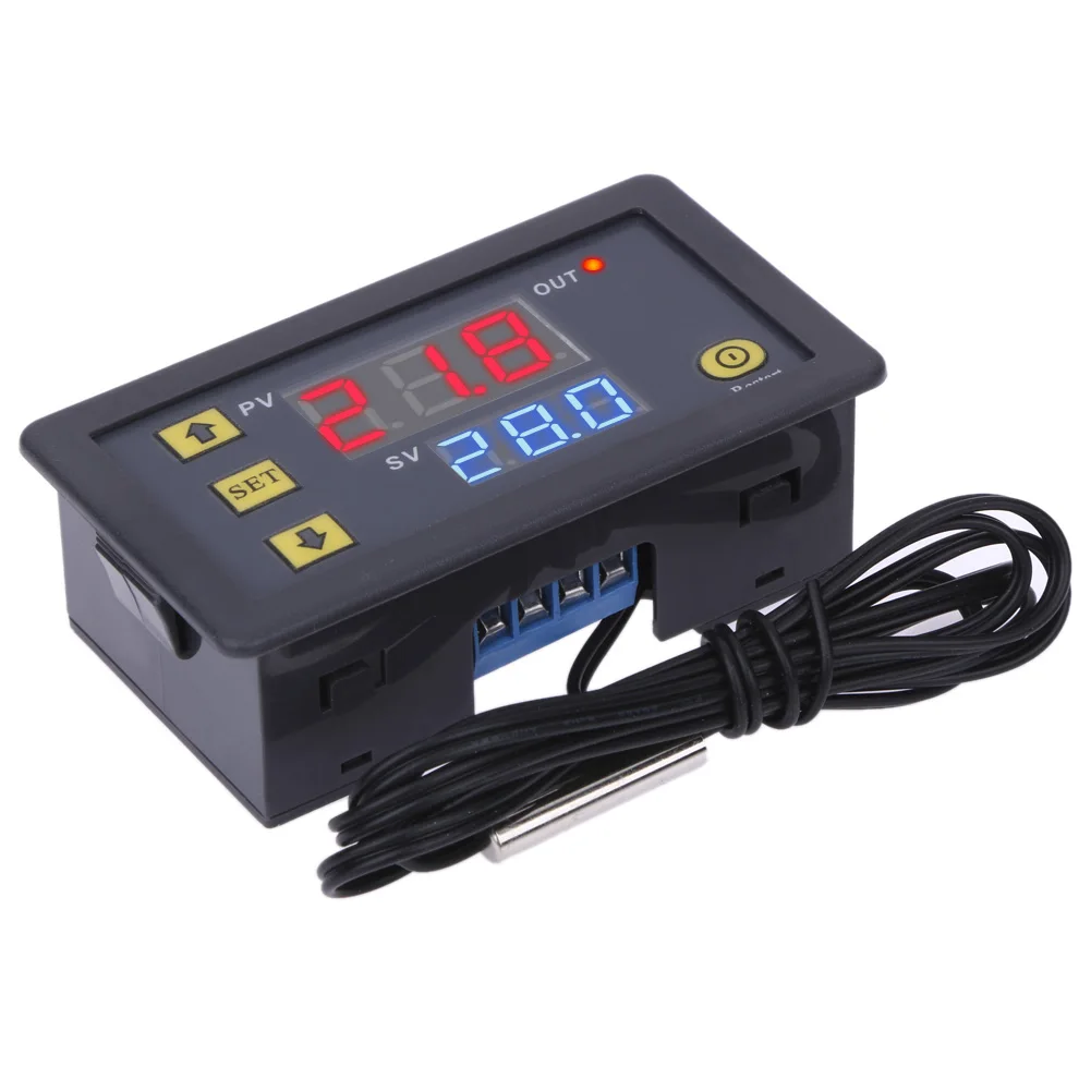W3230 DC 24V 20A NTC high-precision digital display thermostat temperature controller red blue dispaly -55℃-120℃ relay output