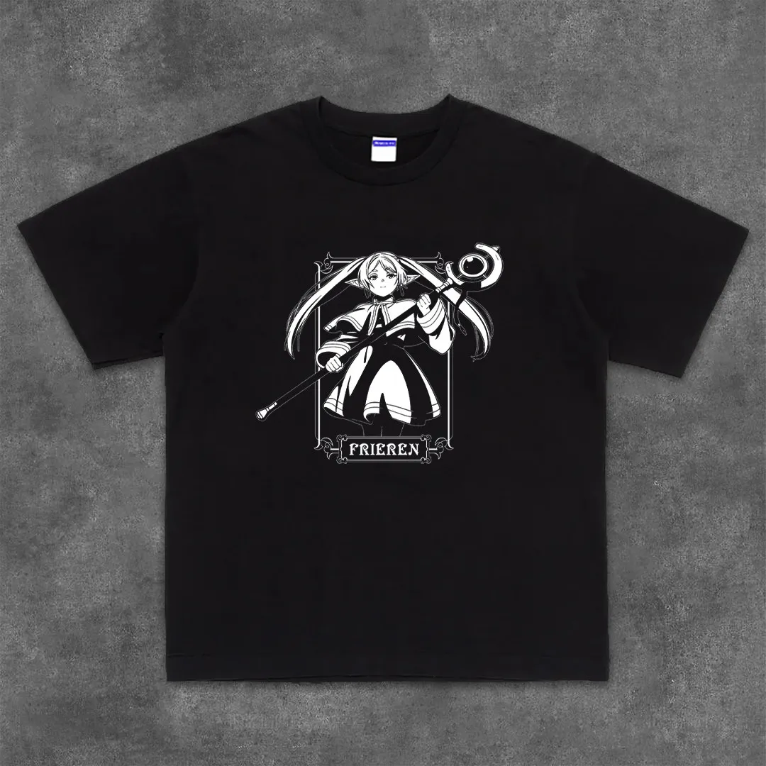 

Футболка унисекс из чистого хлопка с 2D-аниме-принтом в японском стиле «Руинированная Фелилин» (2026)