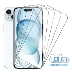 4-1Pcs Full Cover Tempered Glass For iPhone 11 12 13 14 15 Pro Max Screen Protector For iPhone X XR XS Max 7 8 6 Plus Glass Film