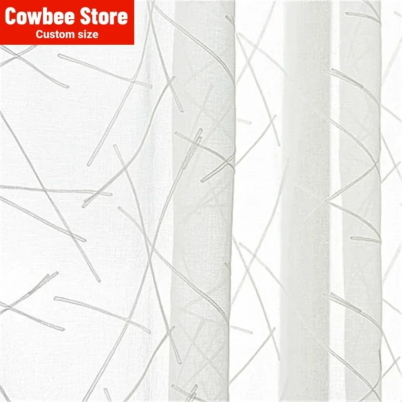 

New custom Tulle for Living Dining Room Bedroom The Mosaic Openwork Embroidery White Cross Bars