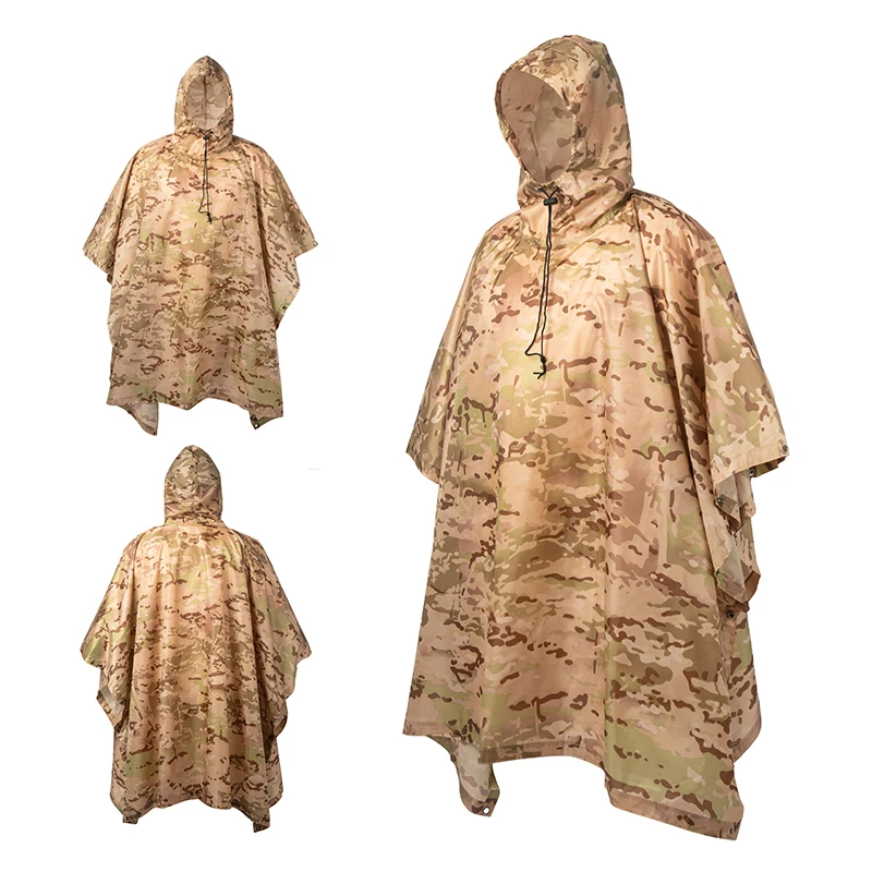 3-in-1 multifunktionale Outdoor-Tarnung, taktische wasserdichte Regenmantel-Markise aus dem Regen, Motorrad-Regenponcho, Picknickmatte – Detail 13