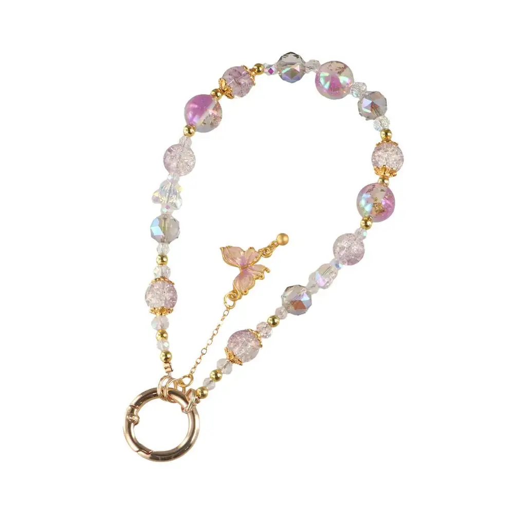 معلقة الحبل الاكريليك فراشة سلسلة هاتف Bowknot الحب القلب Y2K الهاتف سحر حزام Ins Y2K الحب القلب مطرز سلسلة الفتيات