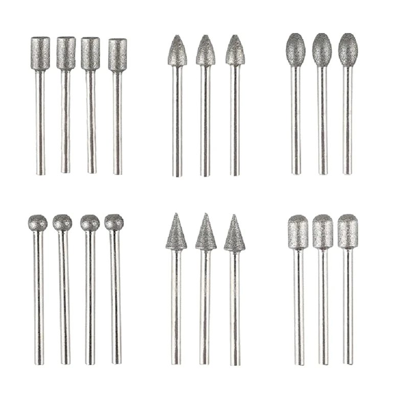 Diamond Burr Bits Set,20PCS Polishing Kits Rotary Tools Accessories With 1/8 Inch Shank For Stone,Jewelry,Ceramics