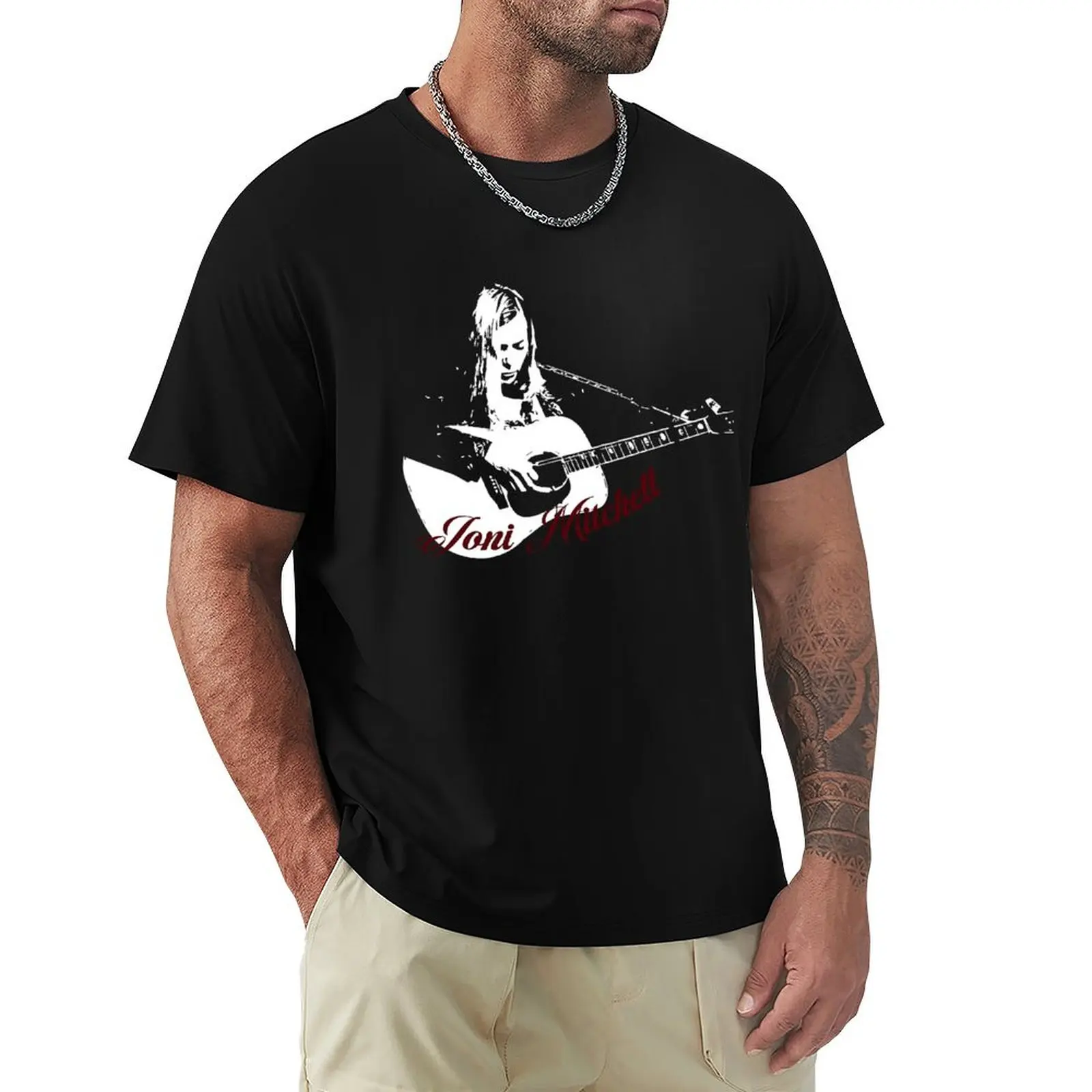 Ilustração e arte de Joni Mitchell, camiseta Joni Mitchell com design exclusivo, tamanho grande, camiseta básica casual.