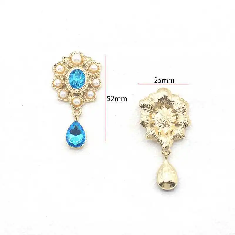 

2pcs/OFXSHIP Golden Pearl Oval Rhinestone Pendant Drop Earrings European Style DIY Hair Accessories Butterfly Knot Decoration