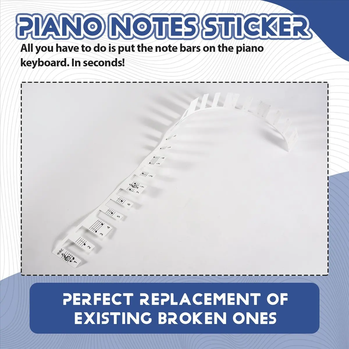 Carefree- Piano Notes Guide for Beginner, Removable Piano Keyboard Note Labels 88-Key Full Size,No Need Stickers,with Box