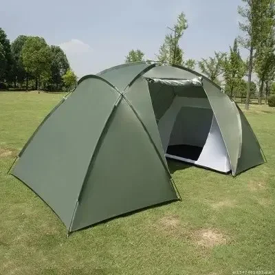 4-6 Person Double Layer Waterproof Camping Tent，Two Bedrooms Big Space Tent For Hiking Familiy Party Traveling Fishing 3 Colors