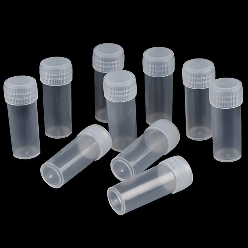 50Pcs Powder Craft 5ml Plastic Bottle Translucent Pill Liquid Capsule Storage Test Tubes Small Screw Cap Vials Sample Container