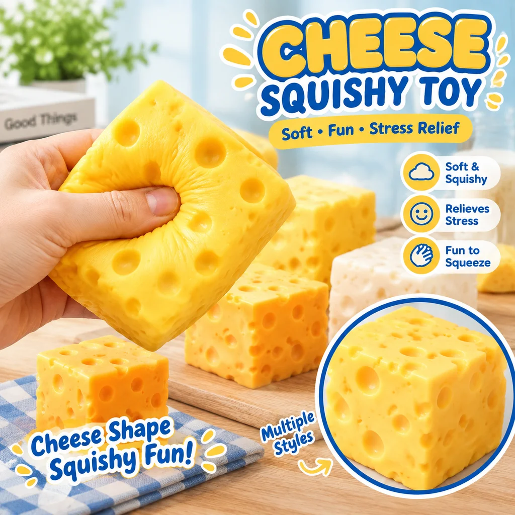 Large Cube Cheese Squishy Toy Stress Relief Squeeze Viral Giant Cheese Simulation Fidget Toy Cross Border Wholesale