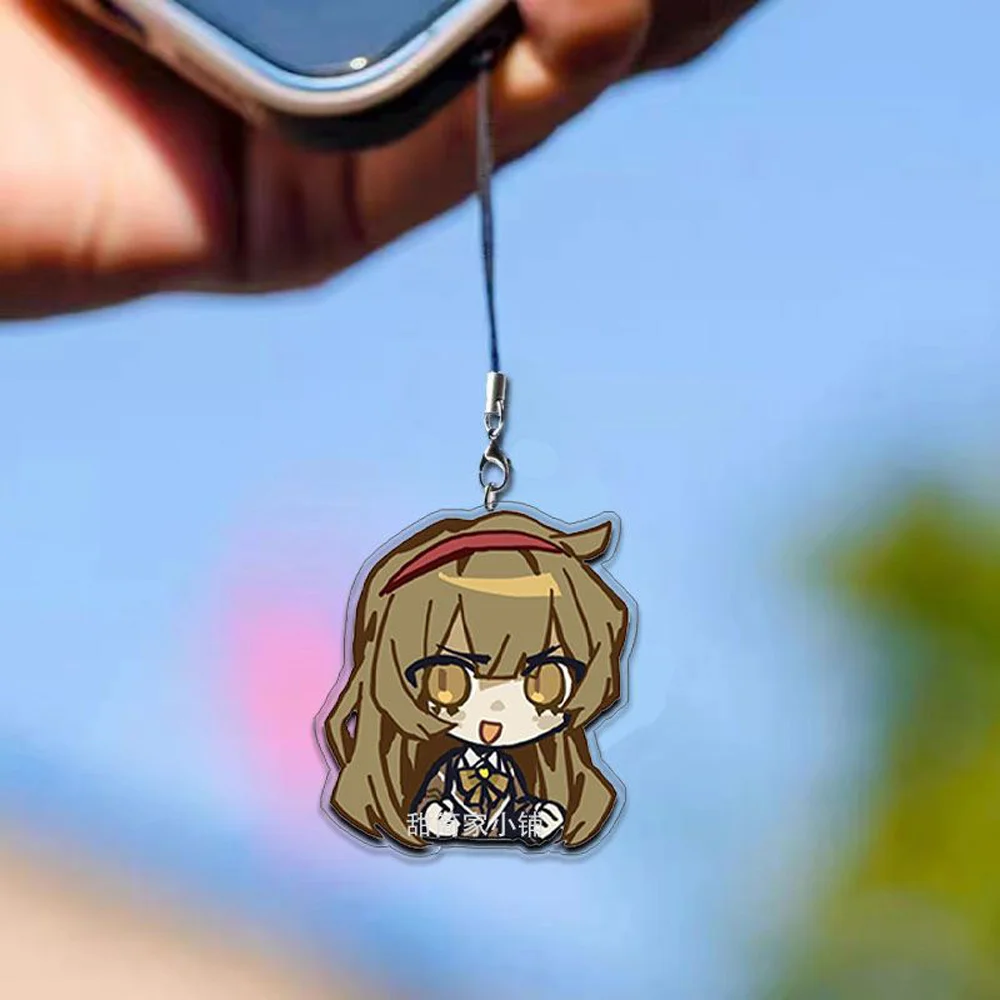 Action Figures Library Of Ruins Roland Angela HOD Michelle Key Chain Acrylic Rope Phone Chain Keyring Pendant Bag Accessories