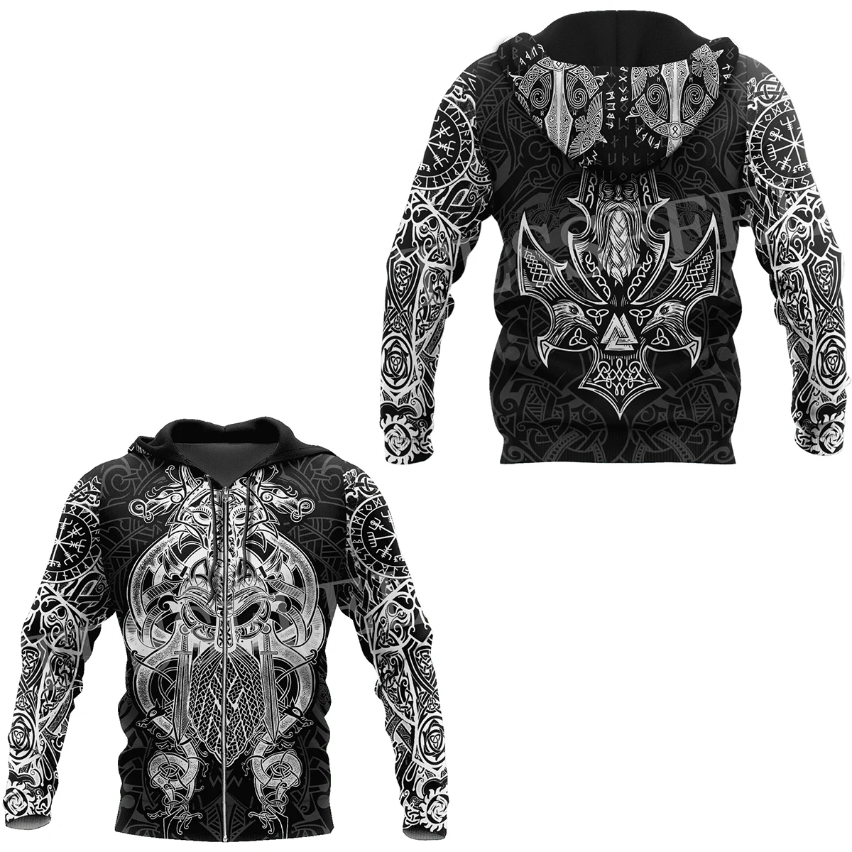 NewFashion Wolf Fenrir Odin Nordic Warrior Mythology Tattoo Retro Streetwear Tracksuit Pullover Harajuku Jacket Casual Hoodies N