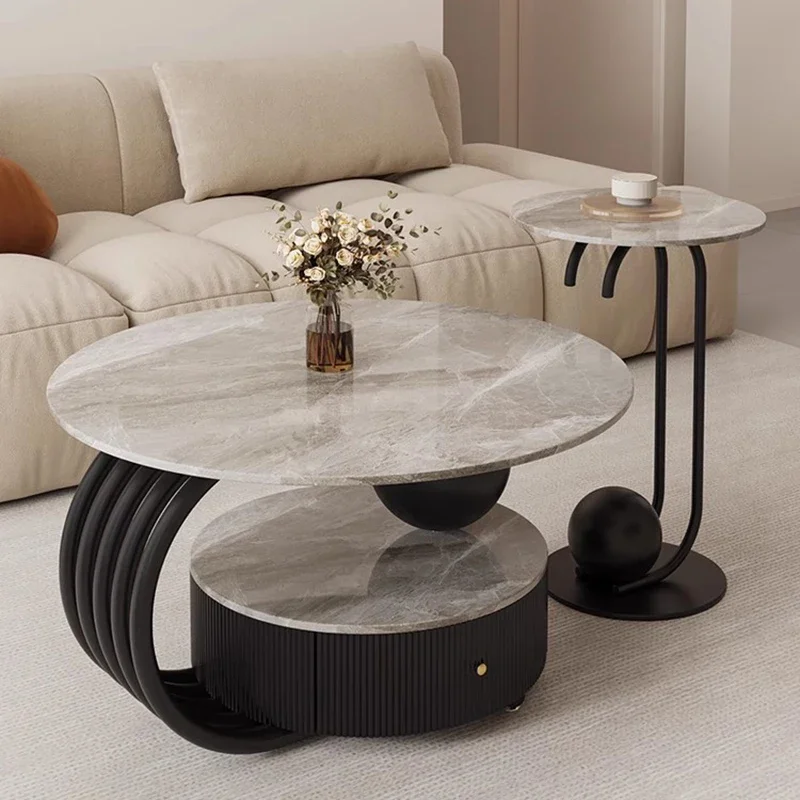 Oval Aesthetic Minimalist Coffee Table Luxury French Iron Large Side Table Designer Metal Kaffee Tische Living Room Furniture