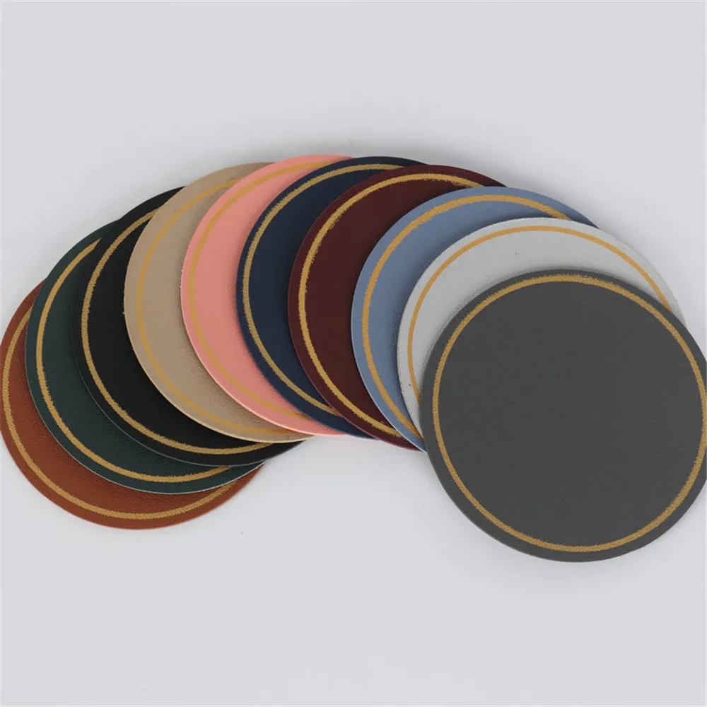 Waterproof  PU Leather Coaster Heat Resistant Round Cup Coaster Cup Mat Tableware Insulation Mat Bowl Placemat Home Decor