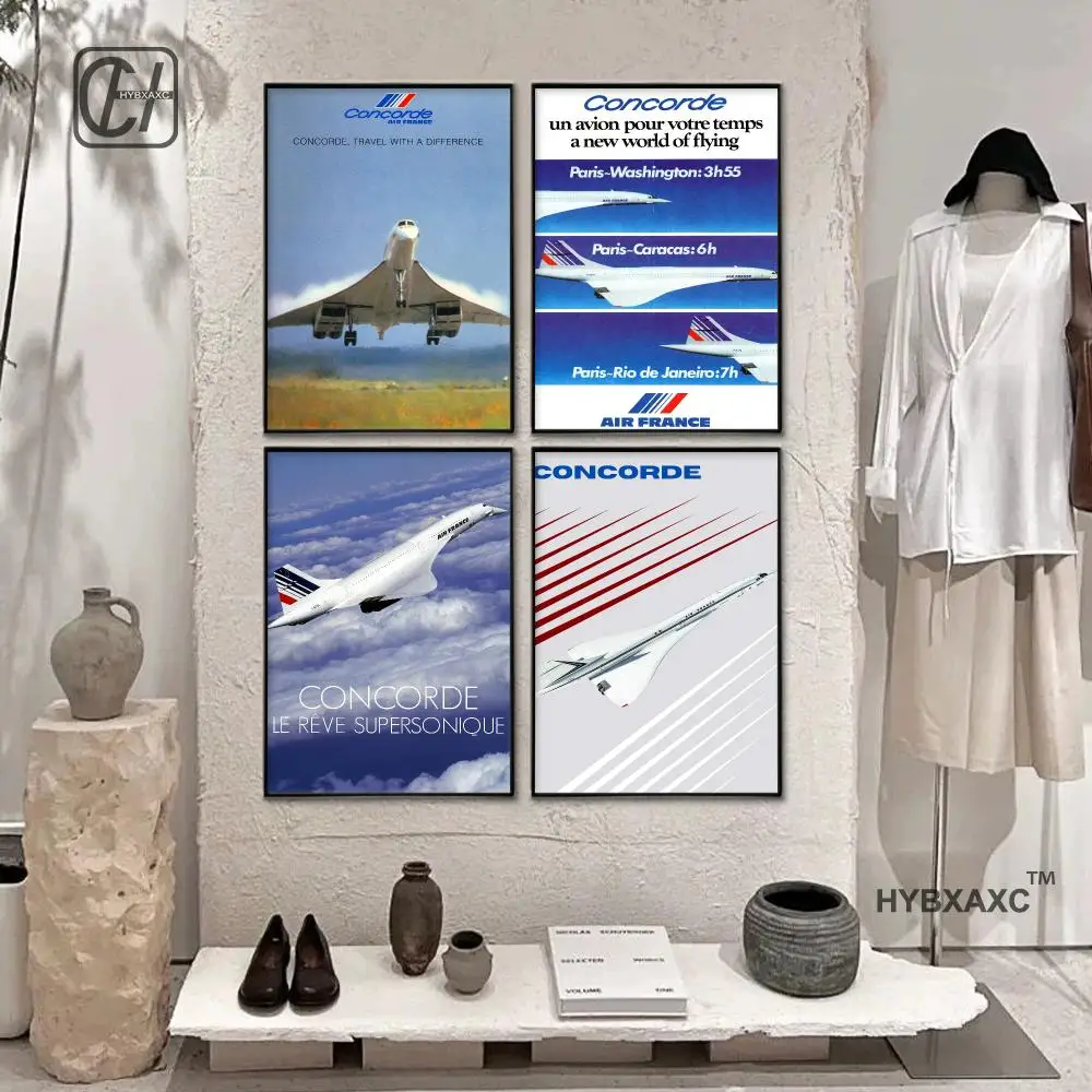 Retro Concorde Supersonic Aviation Poster Aircraft Art Canvas Painting Prints Living Room Bedroom Wall Decor Travel Gifts fo