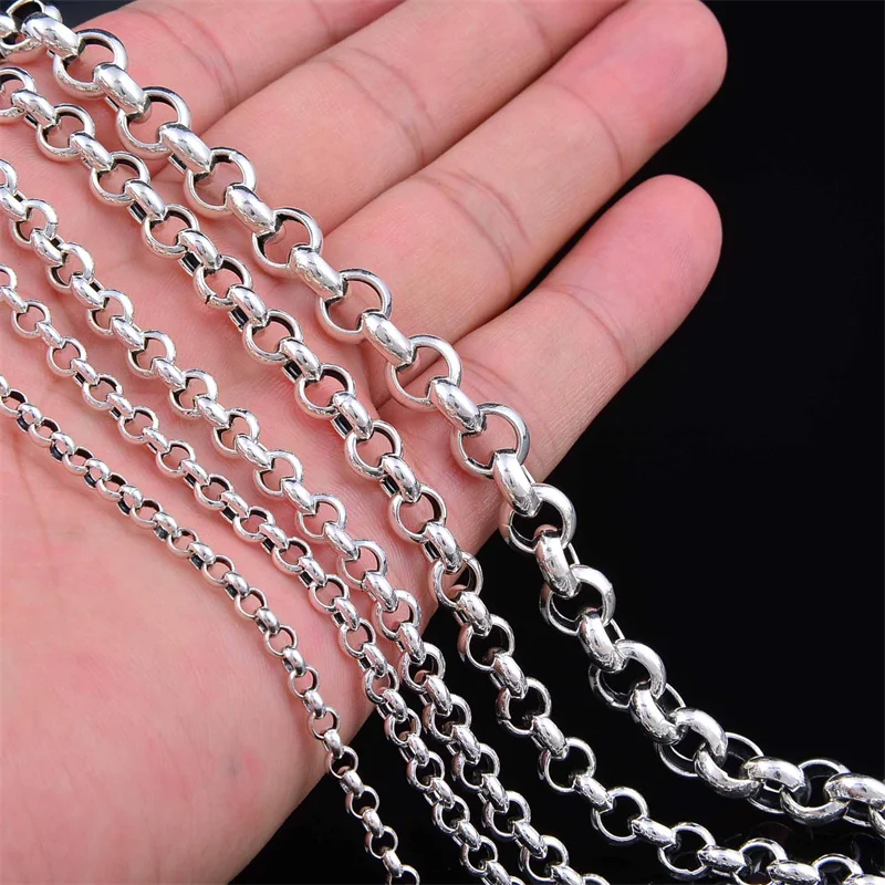 BOCAI NEW S925 Sterling Silver Necklace for Men Women Antique 3mm-6mm O-chain Fashionable Trendy Necklet Fine Jewelry Wholesale