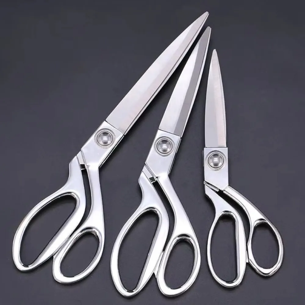 Professional Tailor Large Scissors 8.5/9.5/10.5 Inch Manganese Steel Sewing Silver Durable Fabric Cutting Tools