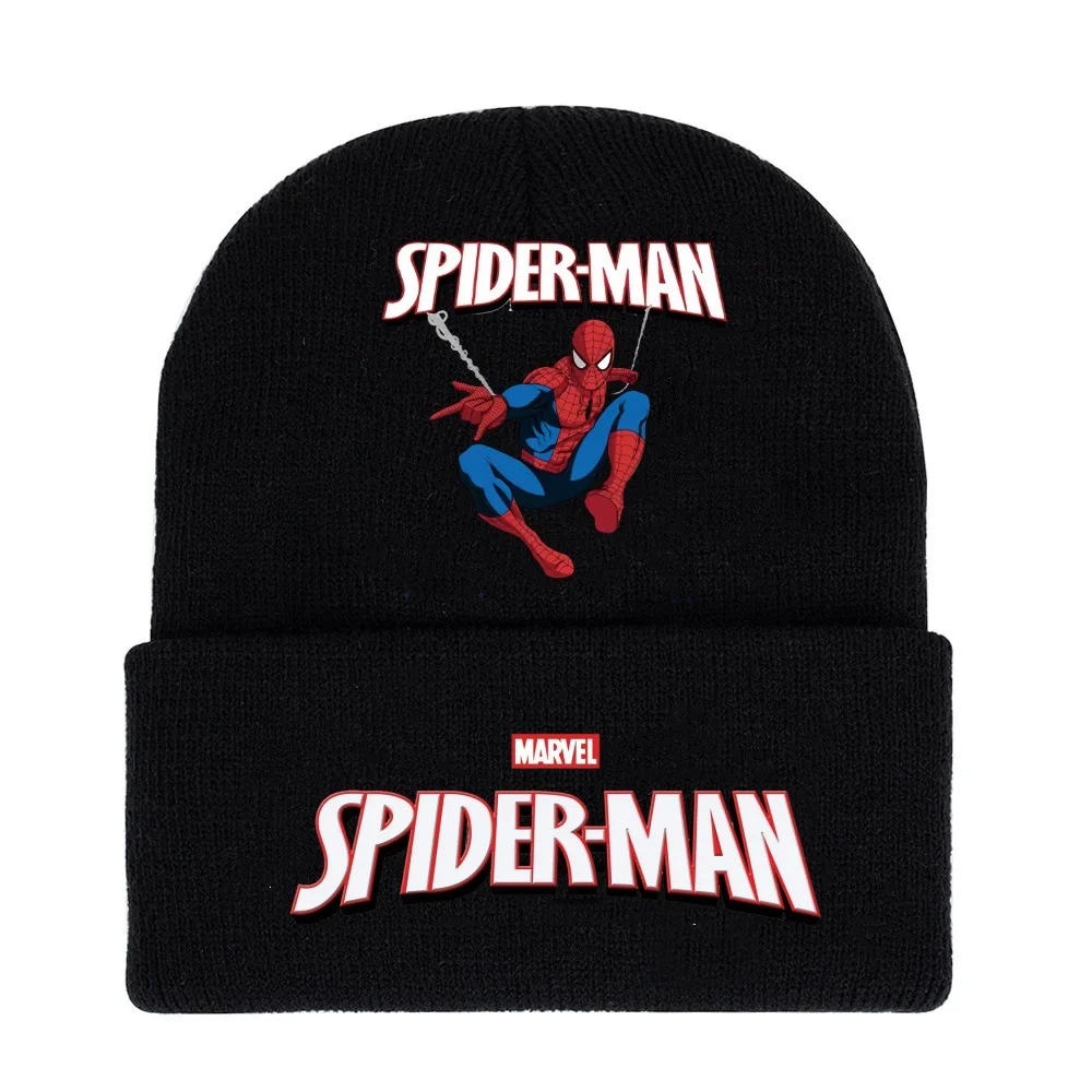 MARVEL Spider-Man Kids Cartoon Beanie Hat قبعة شتوية دافئة محبوكة من الصوف خفيفة الوزن ملابس الشارع الشهير للأولاد والبنات هدايا عيد الميلاد