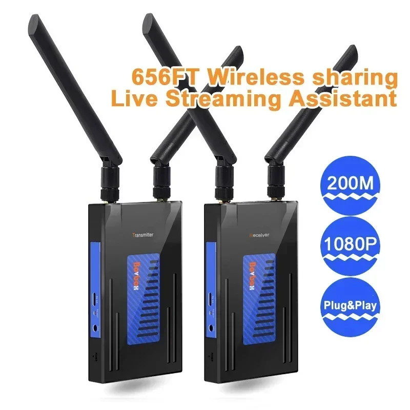 

Wireless Extender Kit 1080P Screen Share 200m Wireless HDMI Video Transmitter and Receiver for STB Camera PS4 PC To TV Projector