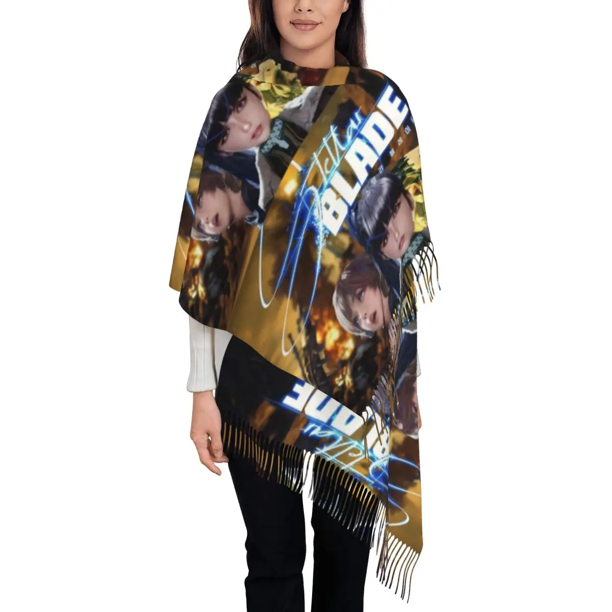 Personalized Printed Korean Action Adventure Game Stellar Blade Cartoon Scarf Men Women Winter Warm Scarves Shawls Wraps