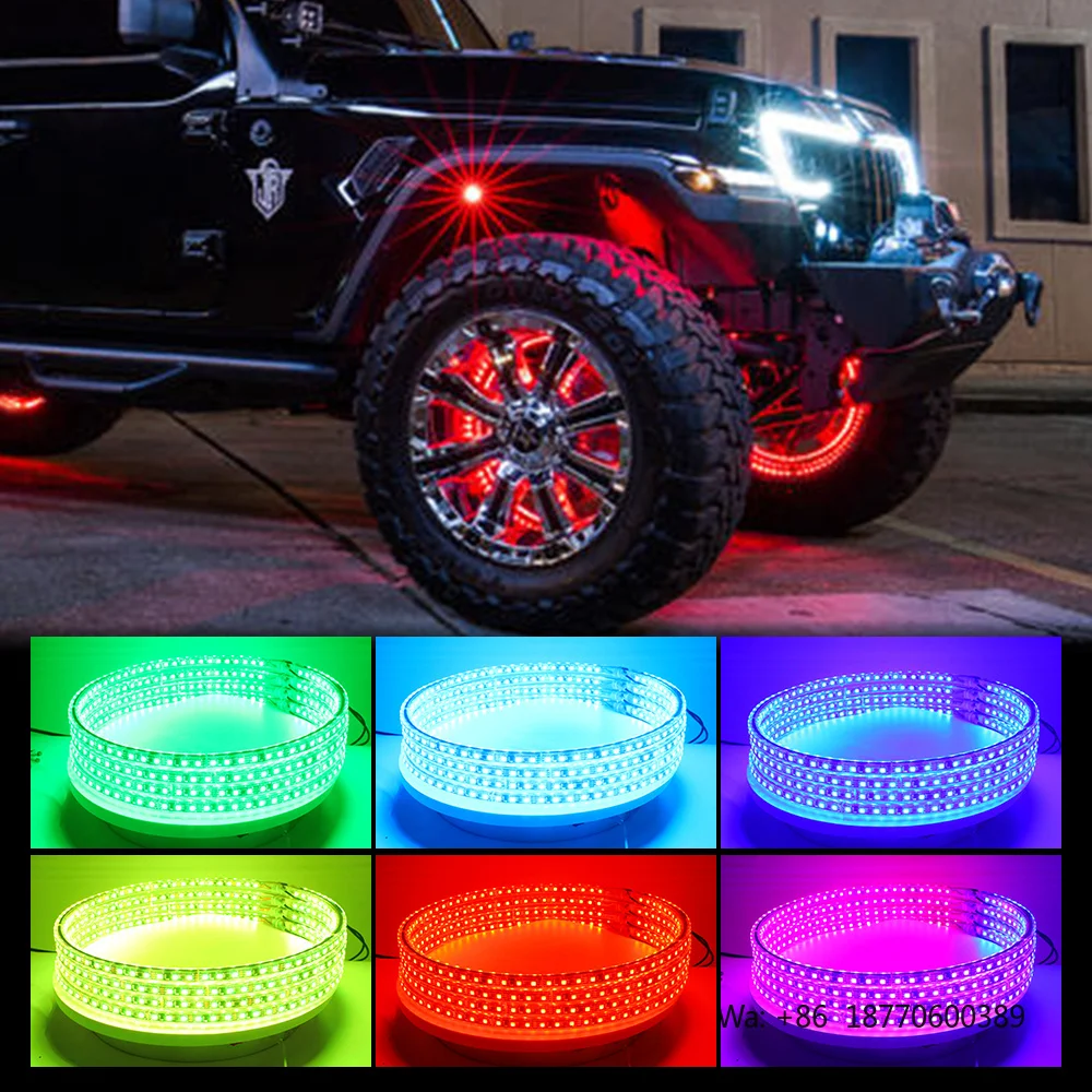 121 functions Double Sides RGB Colors LED Wheel Ring Light 15.5inch Car Truck RGB APP remote Control