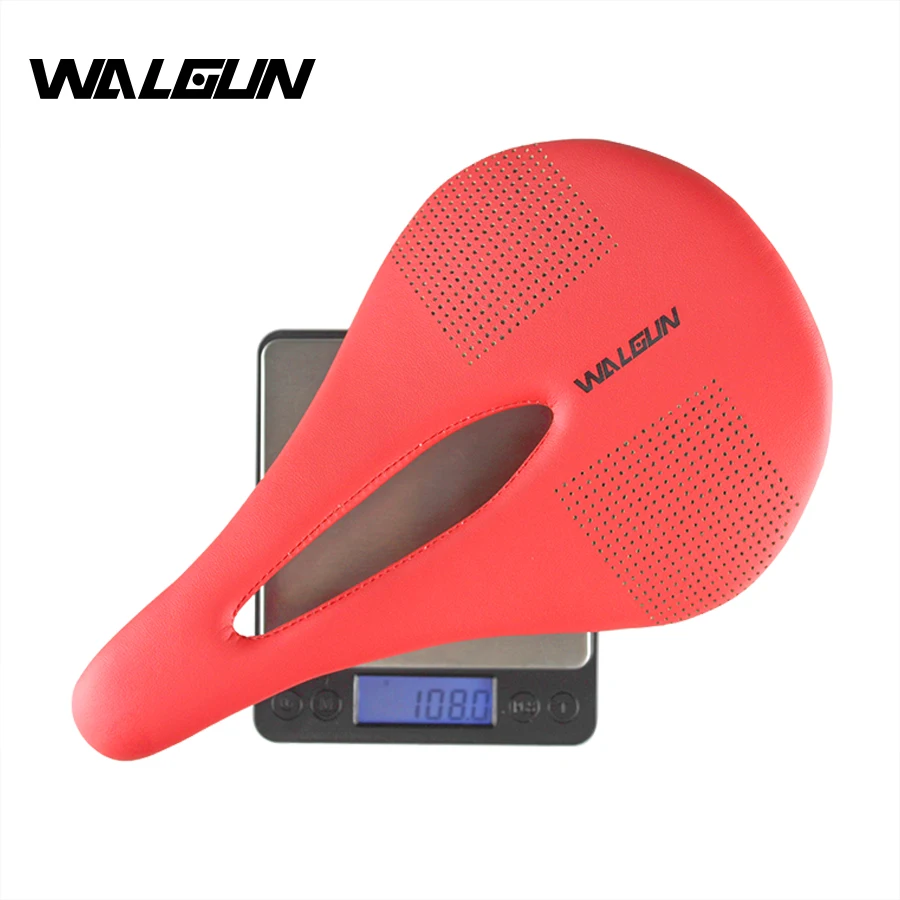 Walgun Ultralight Bicycle Saddle Cushion 3K Full Carbon Fiber Leather Bike Saddle Mountain Bike MTB Road Saddle 143/155 mm 106 g