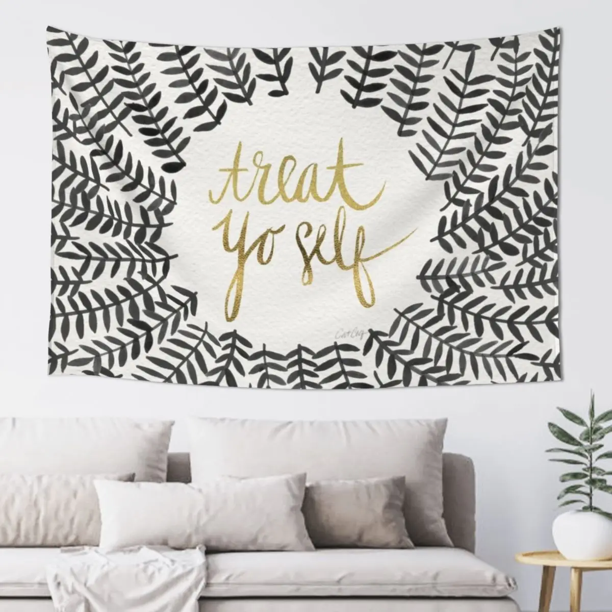 

Treat Yo Self – Black & Gold Tapestry Aesthetic Room Decor Decorative Wall Mural Tapestry