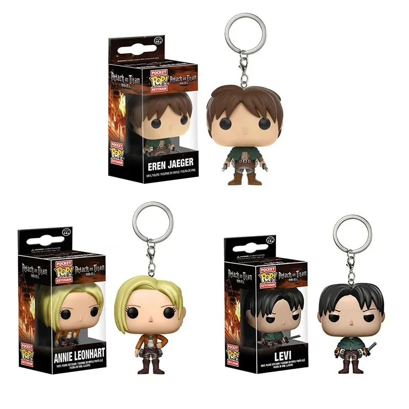 Карманный брелок Funko Attack on Titan ANNIE LEONHART EREN JAEGER LEVI, виниловая фигурка, коллекция, модель игрушки, ПВХ для подарка ребенку