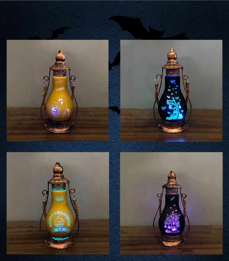 Halloween Lantern Night Light Custom Portable light pumpkin lantern decoration Halloween lantern festival atmosphere layout