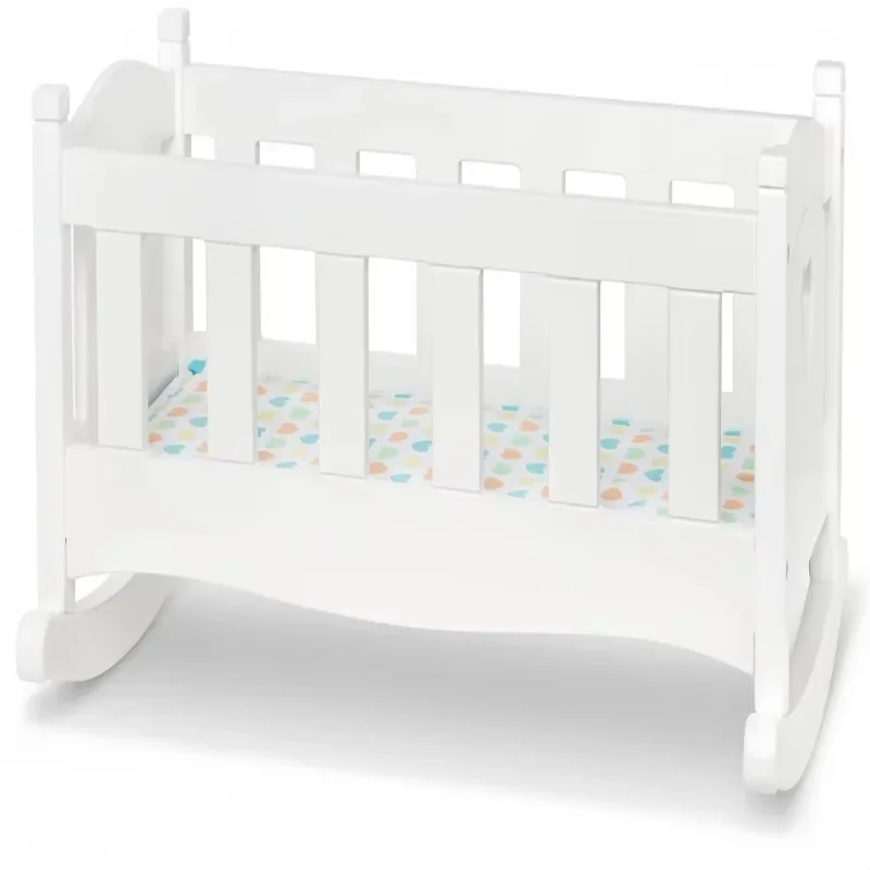 Luxury solid wood crib White bed cover Comfortable wooden crib Baby room Other children's furniture
