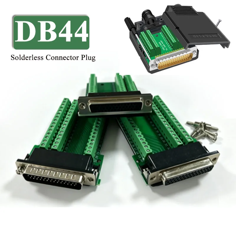DB44 Solderless Connector 44 Pin 3 Row D-Sub High Density Terminal Board Pure Copper HDB44 Male Female Adapter Industrial Grade