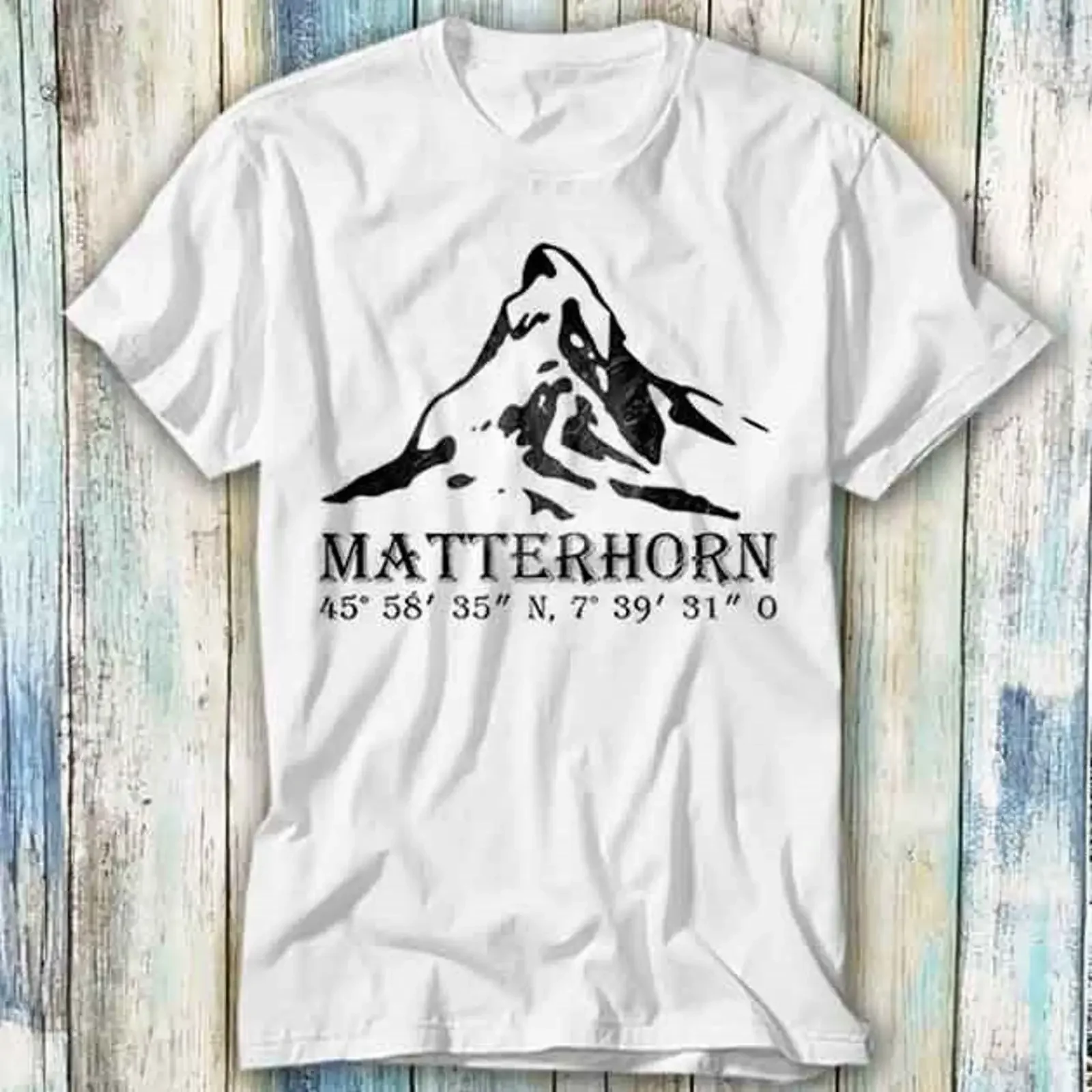 T Shirt Matterhorn Alps GPS Schweiz Berg Meme Geschenk Top 1173 vintage Washed Versatile Comfortable Breathable Stretched