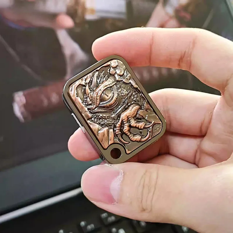 3D Dragon Embossed EDC Fidget Slide Metal Stress Relieving Fingertip Toy Fun Side Push Tactile Slide ADHD Toy Cool Small Gift