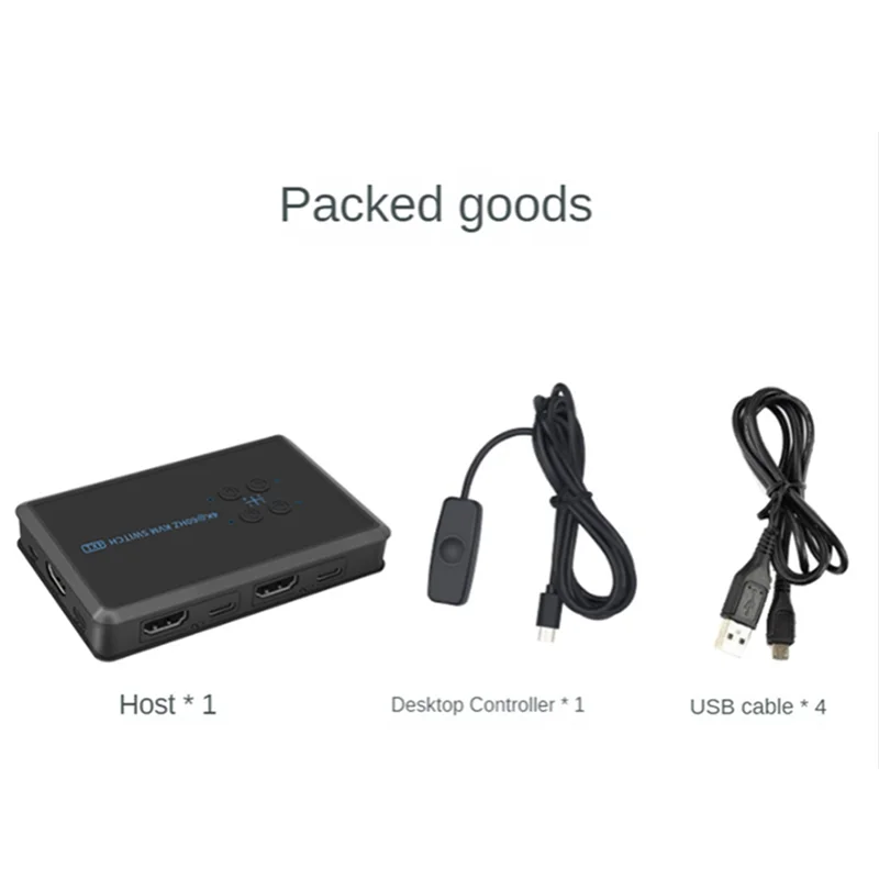 AF93-Black 호스트 4 포트 호환 KVM 스위치 4K USB KVM 스위처 4 In 1 Out Win7 Win10 용 마우스 키보드 용 핫 공유 USB