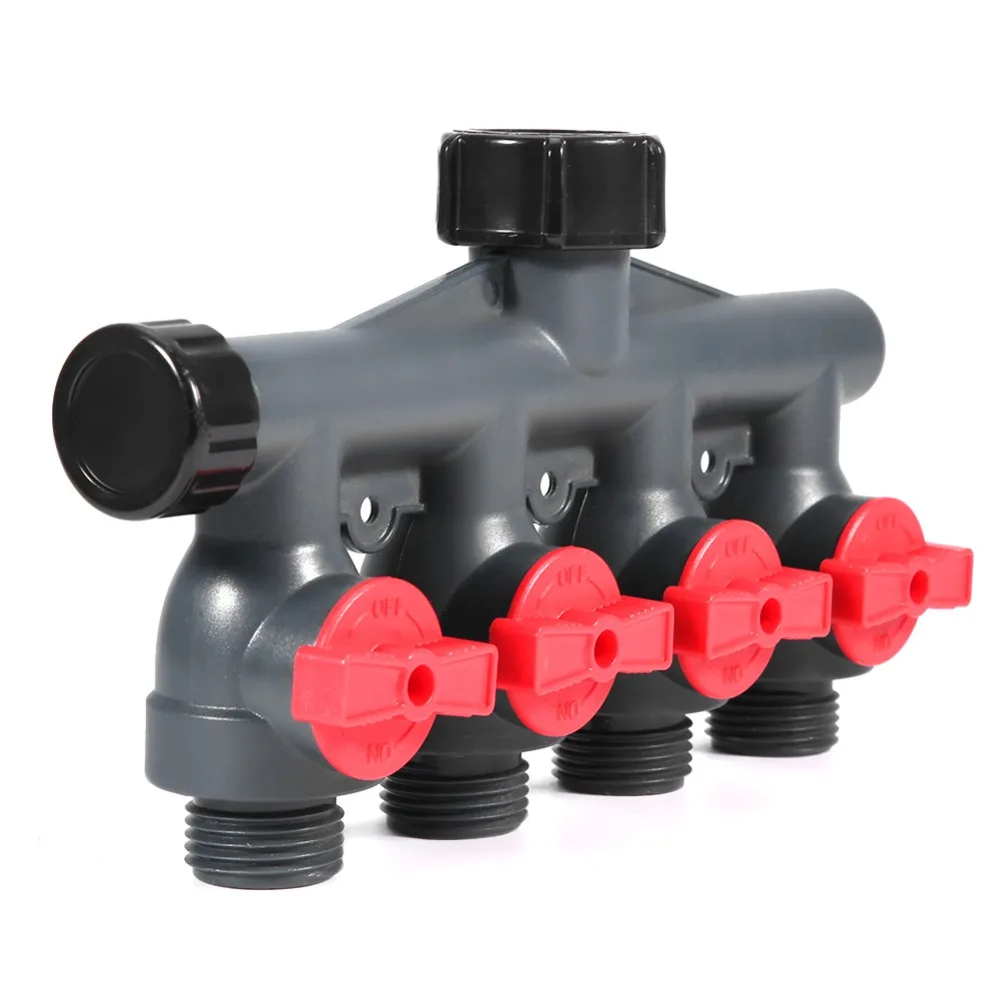 Durable Plastic 4 Way Hose Splitter G3/4 Inch 4 Way Hose Splitter Easy Install Garden Hose Splitter Lawn Watering