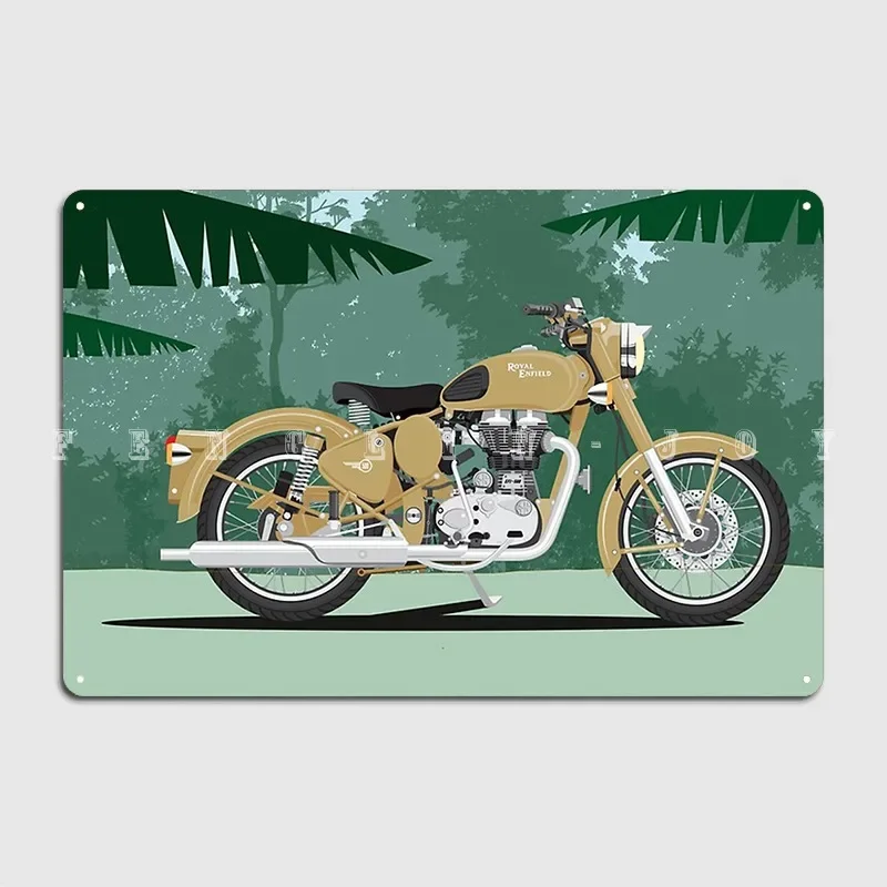 Royal Enfield Motorbike Metal Sign Painting Décor Cave Pub Custom Wall Mural Tin Sign Poster