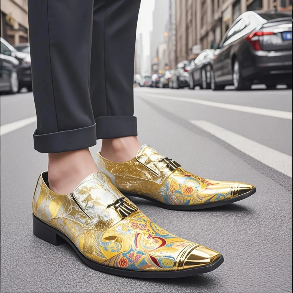 Men's British‑Style Square‑Toe Embroidered Luxury Classic Formal Dress Shoes Plus‑Size Footwear For Stage Show Prom Evening Occa