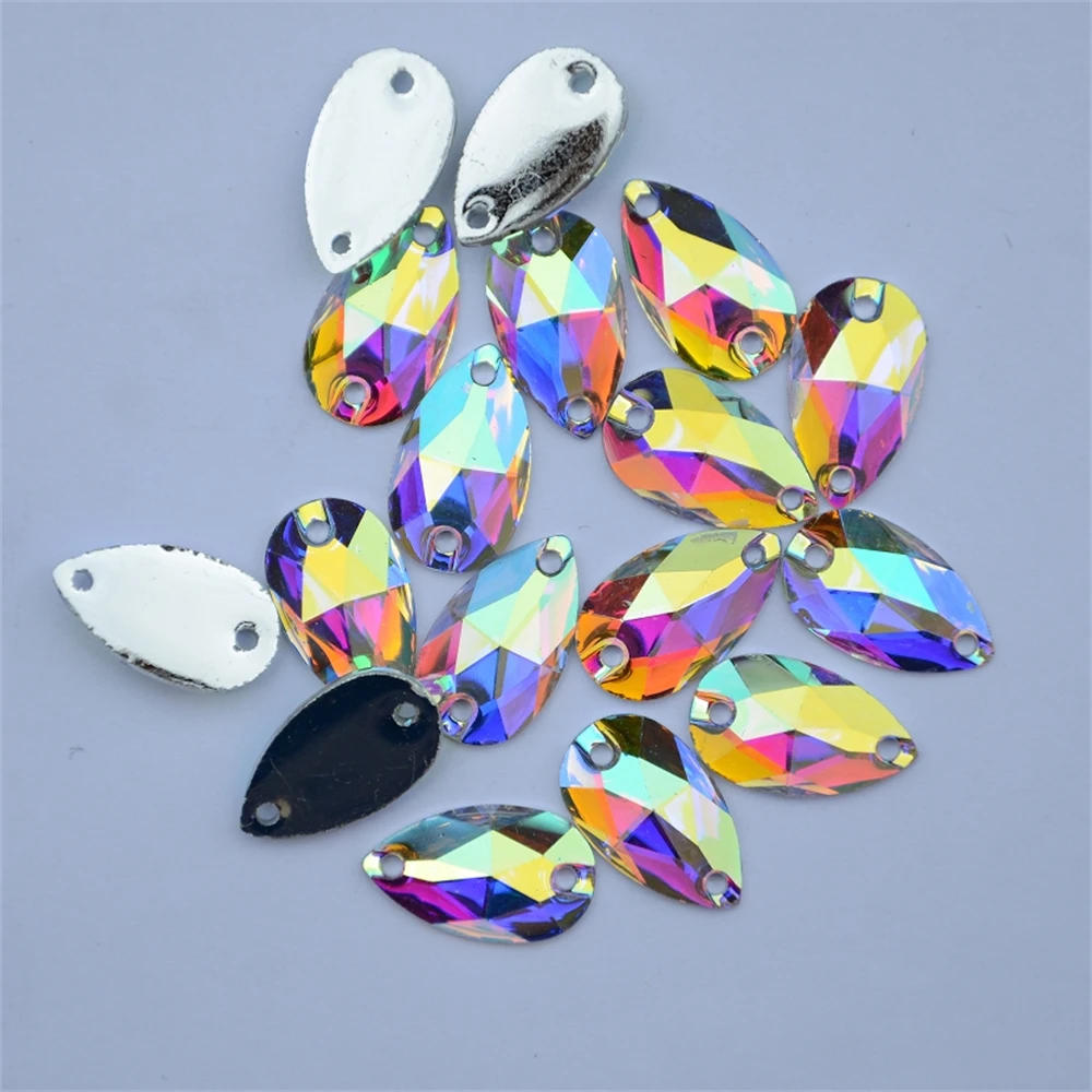 Top quality Tear Drop Crystal AB Flatback Sew On Resin Stones Sew On Rhinestone стразы For DIY Clothes Accessories