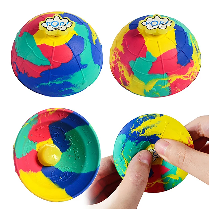 

Hip Hop Jump Half Side Bouncing Ball Anti Stress Fidget Toys For Kids Outdoor Fun Camouflage Spinning Bounce Bowl Fingertip Top