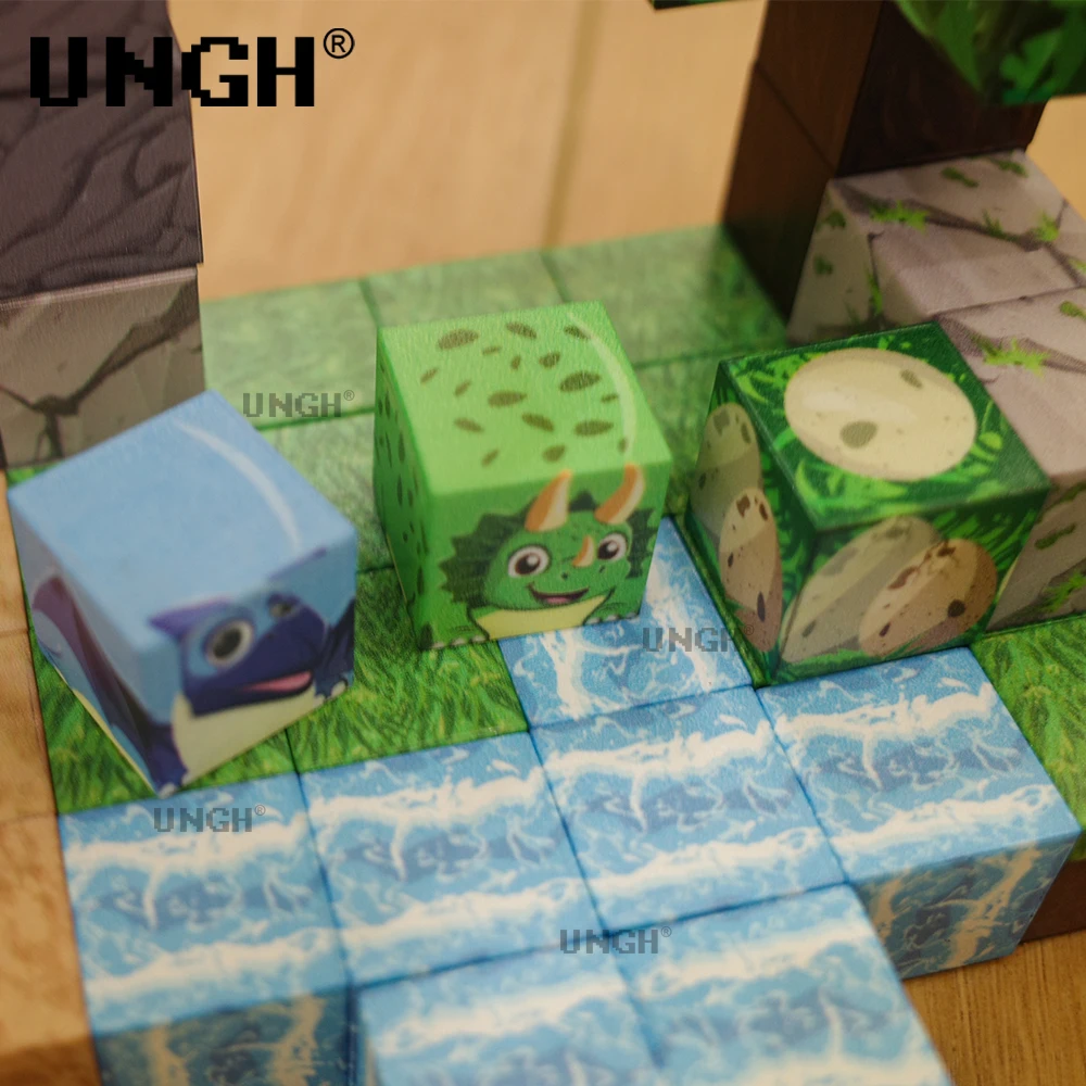 UNGH 80PCS Dinosaurier modell Magnetische Baustein Drachen Wald Magnet szene Magnet Puzzle Set STEM Bau DIY Spielzeug Geschenk