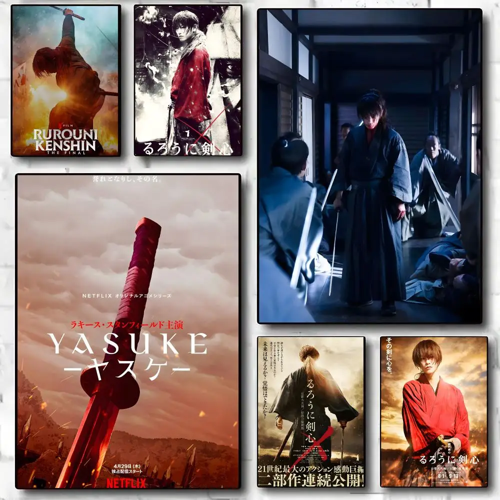 Movie Rurouni Kenshin Poster Decorative Wall Art Stickers Mural For Home Living Room Hallway Decor Gift
