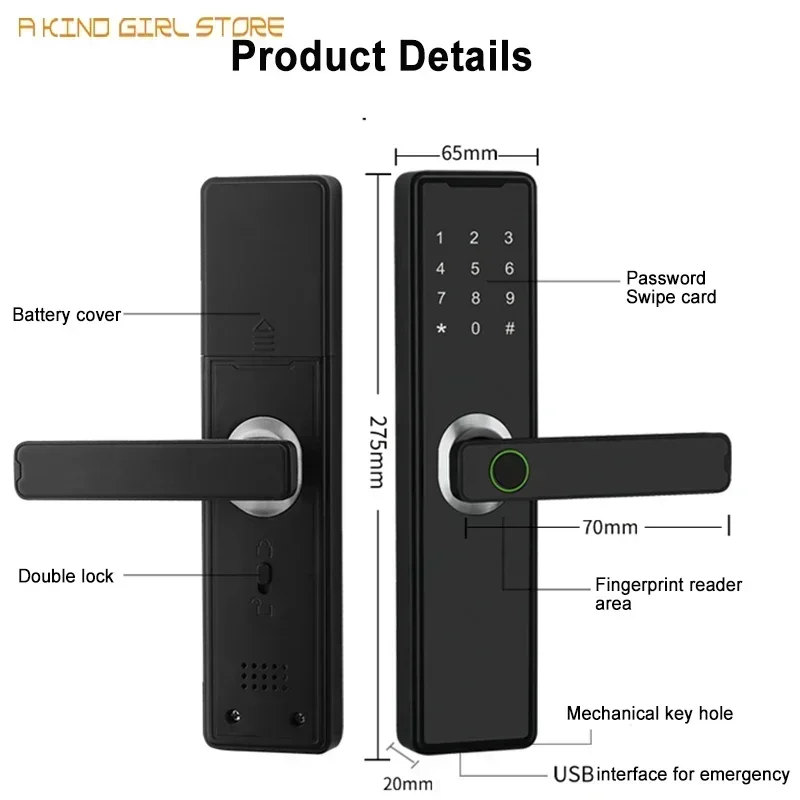 Bluetooth Fingerprint Keypad Touchscreen TTLock for Airbnb Apartment Smart Door Lock Keyless Entry Door Lock for Front Door